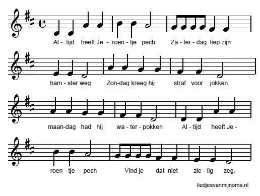 Altijd heeft Jeroentje pech bladmuziek