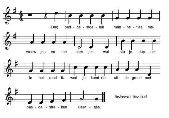 Dag paddestoelen mannetjes bladmuziek