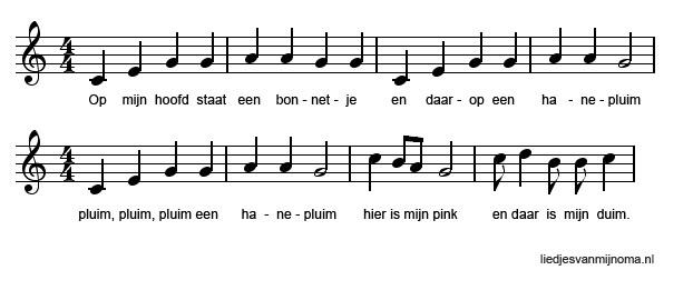 Op mijn hoofd staat een bonnetje bladmuziek