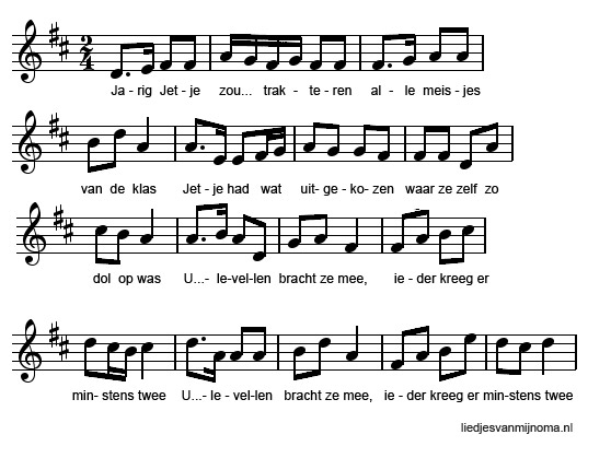 Jarig Jetje zou trakteren alle meisjes van de klas bladmuziek