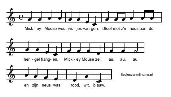 Mickey Mouse wou visjes vangen bladmuziek