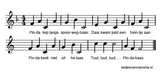 Pinda liep langs spoorwegbaan bladmuziek