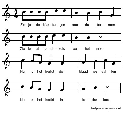 Zie je de Kastanjes aan de bomen bladmuziek